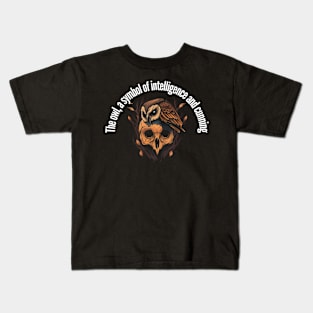 Owl on top of skull Kids T-Shirt